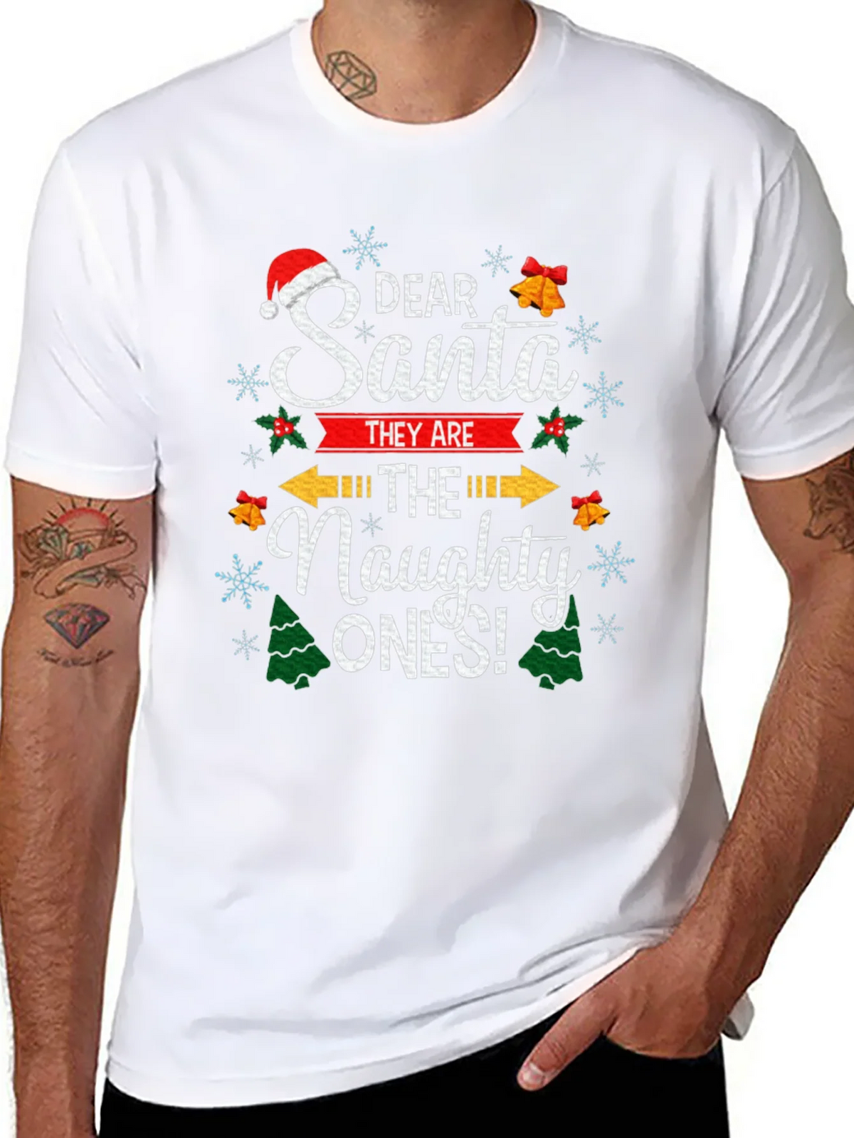 Dear Santa The Naughty Ones Christmas Graphic T-Shirt product image 7