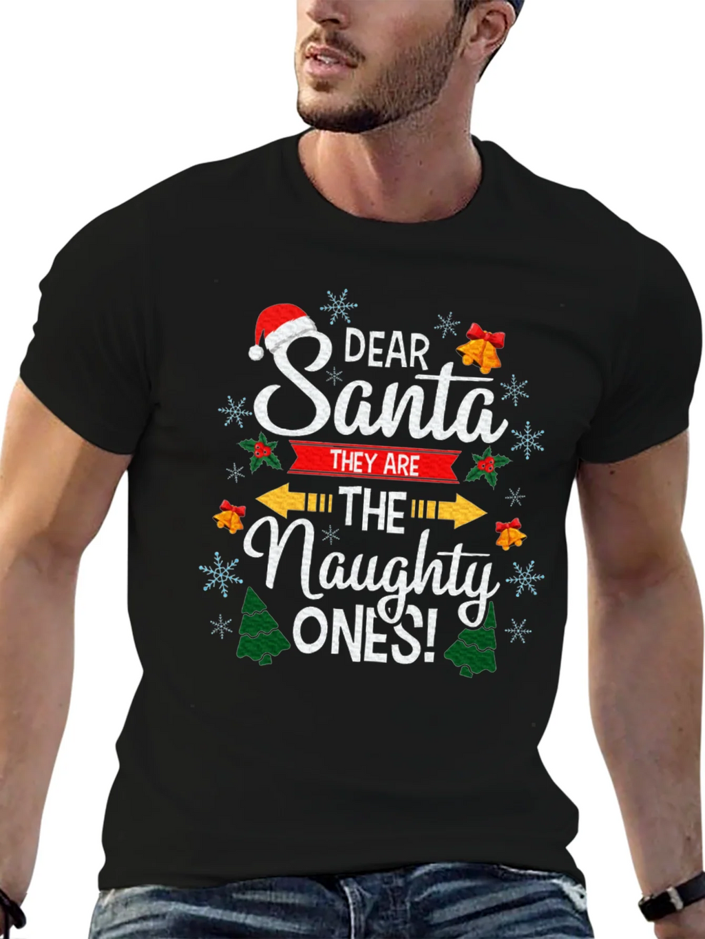 Dear Santa The Naughty Ones Christmas Graphic T-Shirt product image 6